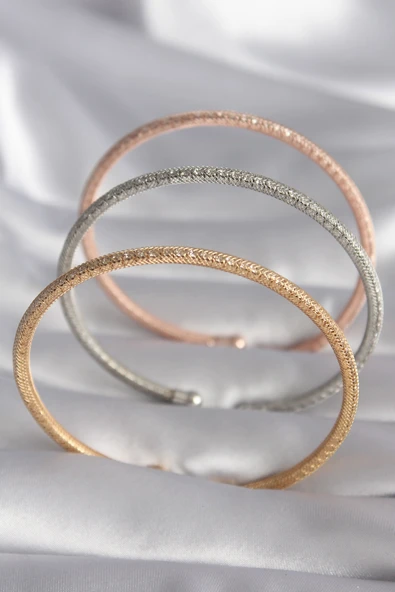 Pirinç Mix Renk Hasır Model Zirkon Taş Detay Kadın Bileklik Seti ürün görseli 1