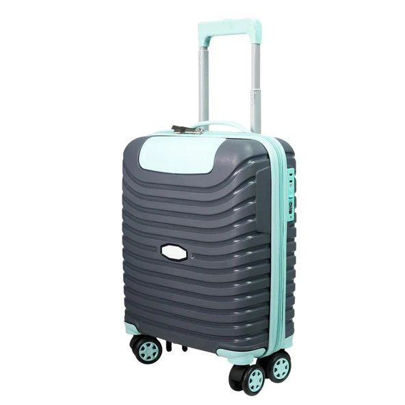 PP Underseat Küçük Boy Gri-Turkuaz Valiz 46x34x19 cm | 4 Tekerlek | Şifreli Kilit ürün görseli