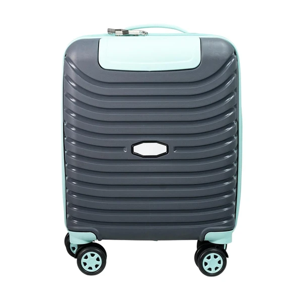 PP Underseat Küçük Boy Gri-Turkuaz Valiz 46x34x19 cm | 4 Tekerlek | Şifreli Kilit - Resim 4