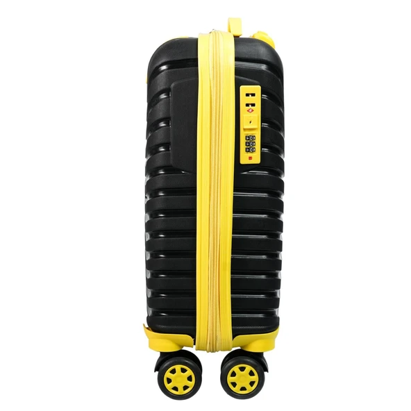 PP Underseat Küçük Boy Siyah-Sarı Valiz 46x34x19 cm | 4 Tekerlek | Şifreli Kilit - Resim 3