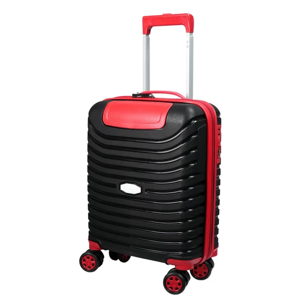 PP Underseat Küçük Boy Siyah-Kırmızı Valiz 46x34x19 cm | 4 Tekerlek | Şifreli Kilit - 1