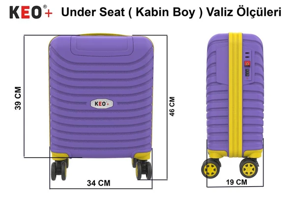 PP Underseat Küçük Boy Siyah Valiz 46x34x19 cm | 4 Tekerlek | Şifreli Kilit - Resim 9