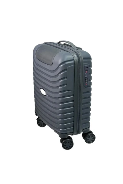 PP Underseat Küçük Boy Gri Valiz 46x34x19 cm | 4 Tekerlek | Şifreli Kilit - Resim 5