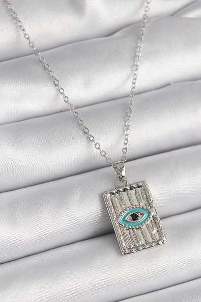 316L Çelik Gümüş Renk Zirkon Taşlı Göz İşleme Detaylı Plaka Model Kadın Ke ürün görseli