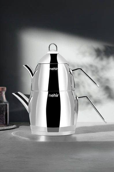 Nehir Florina Maxi Büyük Boy Paslanmaz Çelik 1.15-2.25 Lt. Çaydanlık Takımı ürün görseli