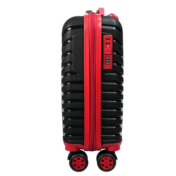 PP Underseat Küçük Boy Siyah-Kırmızı Valiz 46x34x19 cm | 4 Tekerlek | Şifreli Kilit - 3