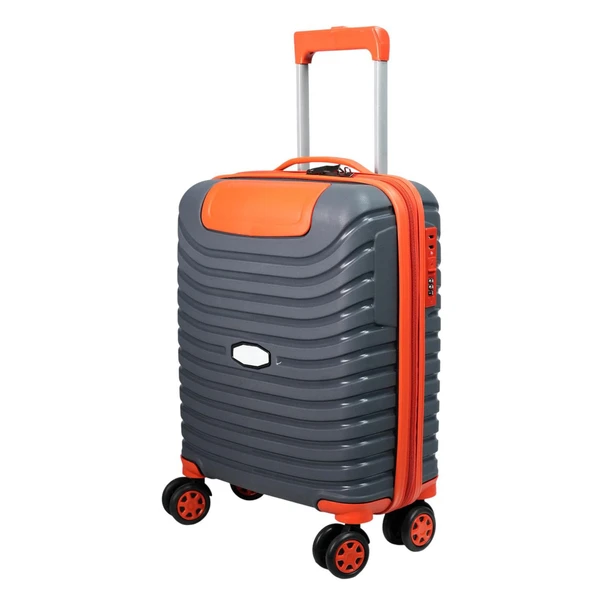 PP Underseat Küçük Boy Gri -Turuncu Valiz 46x34x19 cm | 4 Tekerlek | Şifreli Kilit ürün görseli
