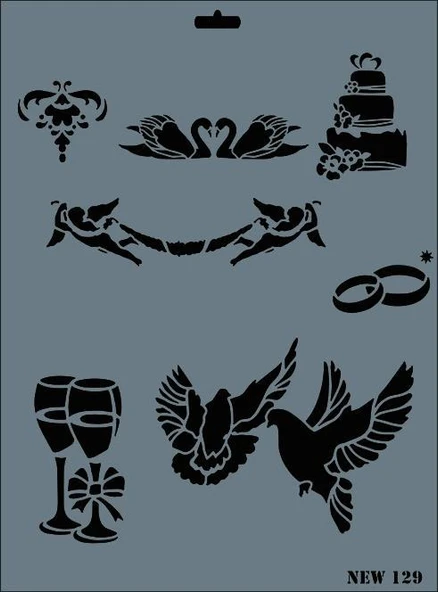 Rich New Seri N129 Stencil 35x25 cm