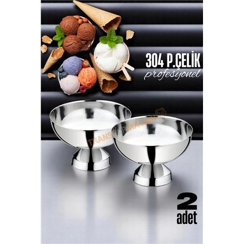 Dondurma Kasesi 304 Paslanmaz Çelik Profesyonel 2 ADET
