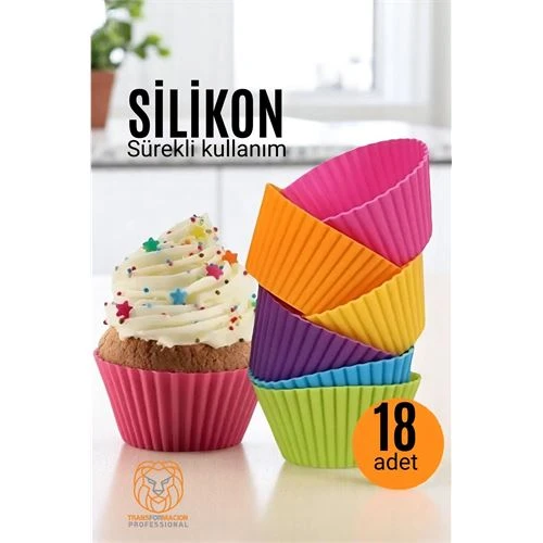 Silikon Muffin Kalıbı  Sürekli Kullanım Muffin Kek Kalıbı 18 ADET
