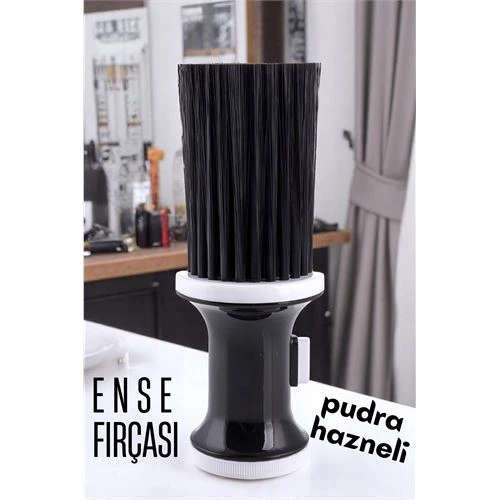 Pudra Hazneli Ense Fırçası Saç Temizleme Fırçası Berber Temizlik Fırçası Kuaför Berber Malzemesi