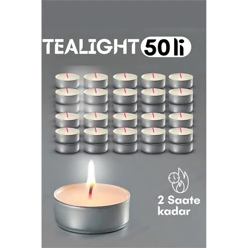 Tealight Mum 50 Adet  Kokusuz Dekoratif Mum - 1