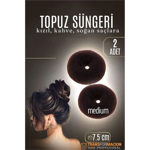 KAHVE Mini Saç Topuz Süngeri  2 ADET 7.5 CM Çap 3 cm Kalınlık