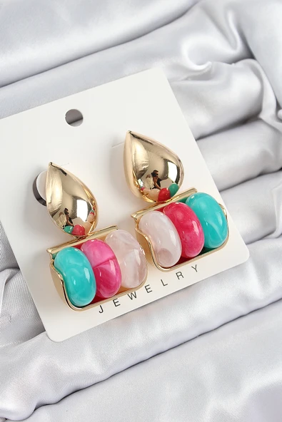 Pirinç Karışık Renk Vintage Model Kadın Küpe ürün görseli 1