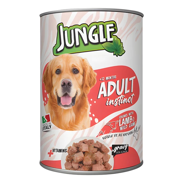 Jungle Biftekli ve Sebzeli Yetişkin Konserve Köpek Maması 415gr
