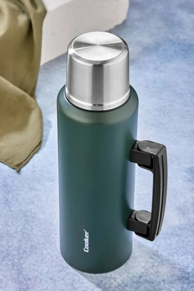 Cooker 1.5 Lt Kulplu Paslanmaz Çelik Termos - Resim 10