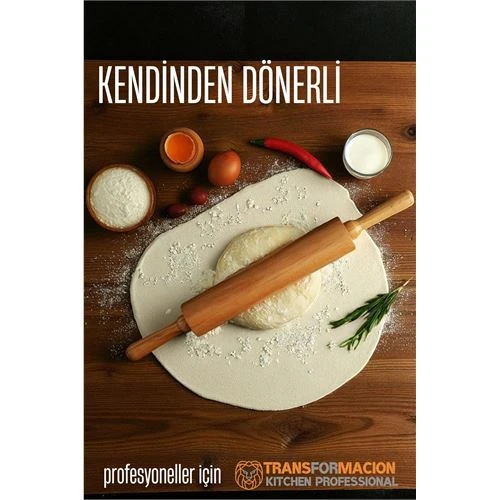 Dönerli Ahşap Merdane Hamur Açma Merdanesi  Mutfak Merdanesi ürün görseli 1