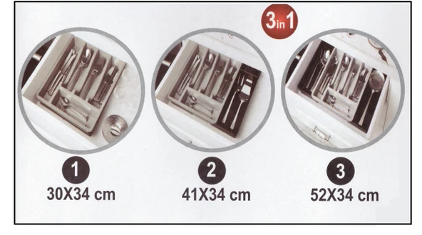 Kayar Kaşıklık Organizeri  3 Aşamalı Sürgülü  Sağ Sol Açılır - Resim 2