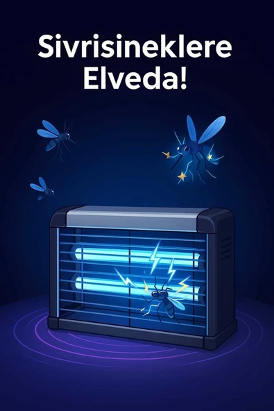 Elektrikli Sivri Sinek Öldürücü Sivrisinek Kovucu Sineksavar Cız Zincir Askılı Mavi Işıklı - 2