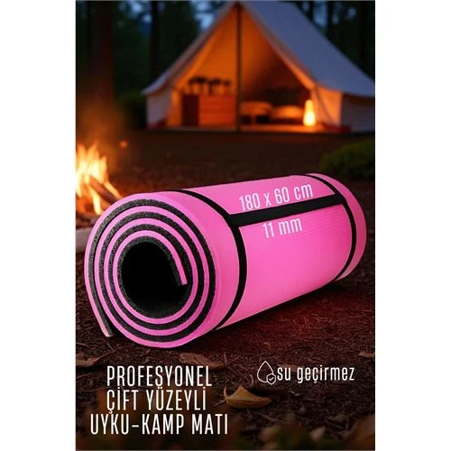 Uyku Matı Kamp Matı Piknik Çadır Matı 11 mm Çift Taraflı Pembe