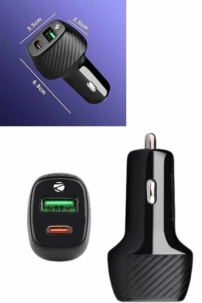 38W USB Type-C Girişli Oto Çakmaklık Araç İçi Hızlı Şarj Çakmaklık Şarj Aleti - Resim 5