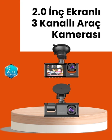 Full HD Araç Kamerası  Çift Yönlü Kayıt ve Darbe Sensörü ürün görseli 1