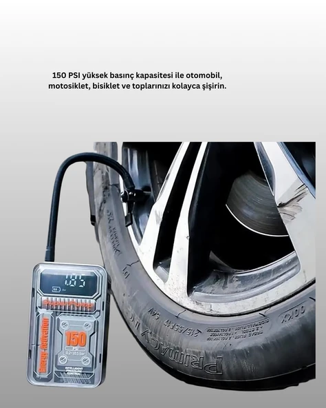 Mini Boy Elektrikli Şarjlı Yüksek Basınçlı Lastik Şişirme Pompası - 3