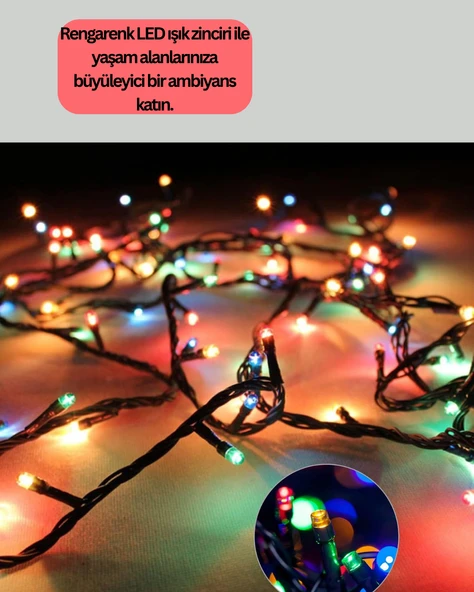 Renkli LED Işık Zinciri 8 Modlu Dekoratif Aydınlatma - 2
