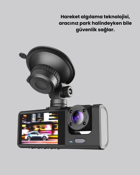 Üç Kameralı Araç Kamerası Full HD Gece Görüş GSensör - 3