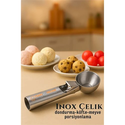 Inox 5 cm Dondurma Kaşığı  Karpuz Kurabiye Köfte Helva Porsiyonlama ürün görseli 1