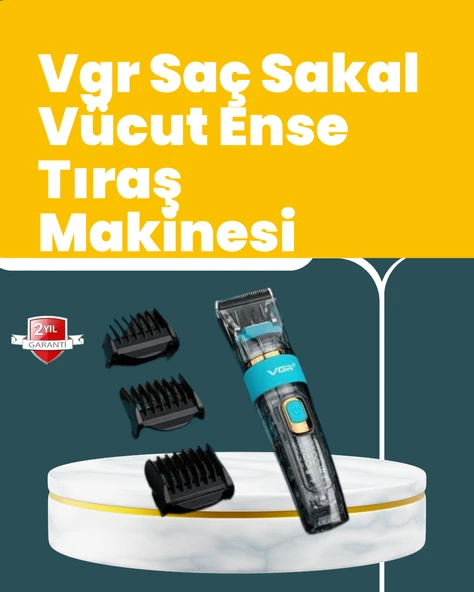 VGR V695 Saç ve Sakal Kesme Makinesi LED Ekranlı 5 Uzunluk Ayarı ürün görseli 1