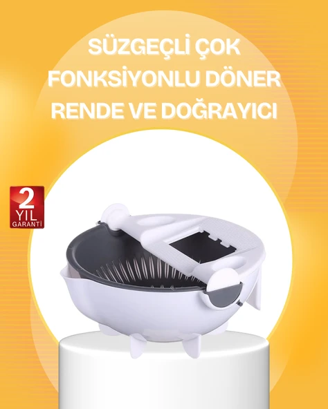 5 Fonksiyonlu Döner Süzgeçli Rende ve Dilimleyici Aparat