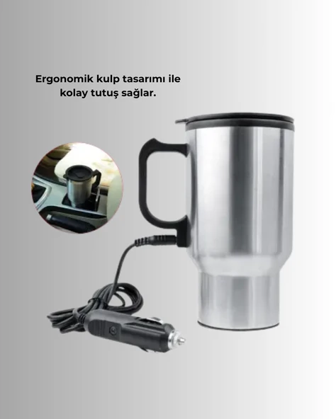 Seyahat Tipi Araç Çakmaklı Isıtıcı Çelik Termos Bardak - 3