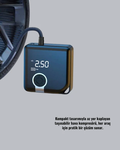 TypeC Şarj Girişli Taşınabilir Elektrikli Hava Pompası - 3