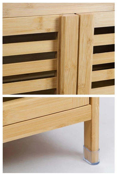 Digithome Bambu Çift Kapaklı 2 Raflı Banyo Düzenleyici Organizer Yatay Dolap DB-0038 - 8