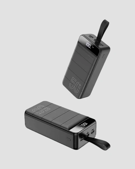 50.000 mAh Ultra Güçlü Powerbank 4 USB Çıkışlı, LED Dijital Göstergeli, Hızlı Şarj Destekli Taşınabilir Şarj Cihazı - Resim 3