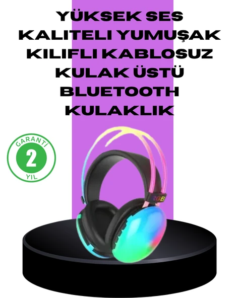 RGB Aydınlatmalı Kablosuz Bluetooth  Kulaklığı