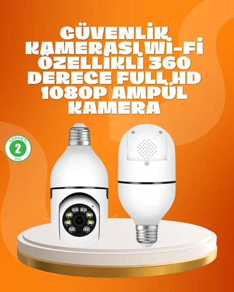 Tam Karanlıkta Görüntüleme Sağlayan 1080P Ampul Güvenlik Kamerası ürün görseli