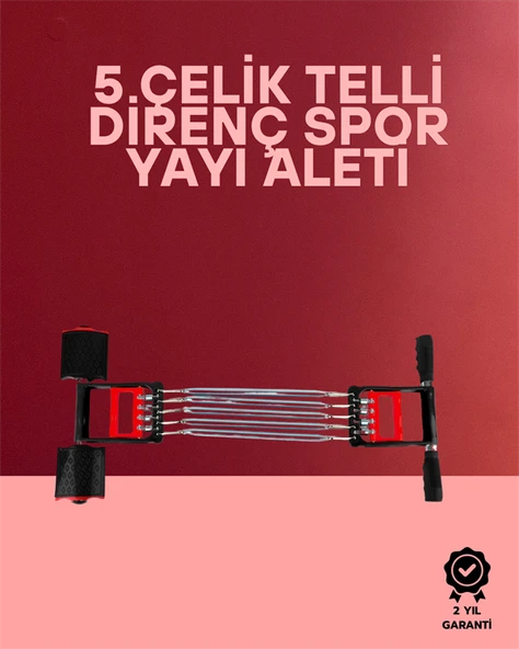 Ayarlanabilir Elastik Yaylı Ergonomik Tasarımlı Kas Güçlendirme Seti ürün görseli