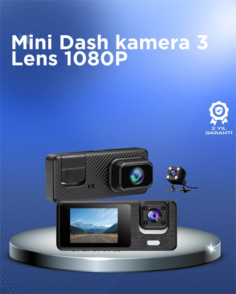 1080P 3 Kameralı Araç DVR – Döngü Kayıt ve Geri Görüş Özellikli - 1