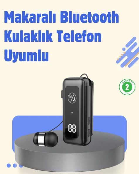 Bluetooth 5.2 Kablolu Makaralı Kulaklık | Dijital Ekran ve Titreşimli Bildirim ürün görseli 1