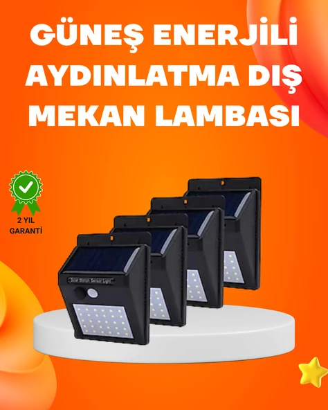 Montajlı Güneş Enerjili Duvar Tipi Aydınlatma – 8 Saat Çalışma Süresi - 1