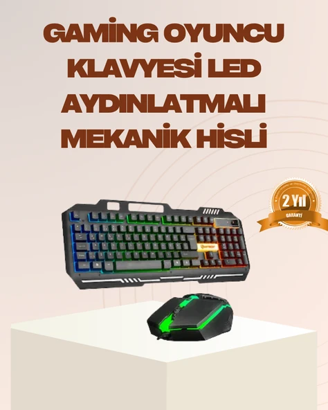 Mekanik LED Klavye Mouse Seti – Yüksek Tepki ve Ergonomi
