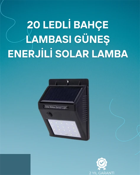 Hareket Sensörlü Solar Lamba | 120° Algılama Açısı, 34 Metre Mesafe, Suya Dayanıklı LED