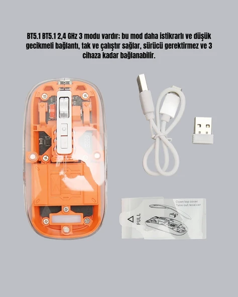 Kablosuz, Sessiz, Ergonomik ve Şarjlı Fare  Gelişmiş Çoklu Cihaz Desteği - 2