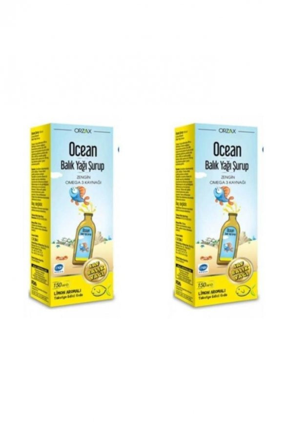 Ocean Balık Yağı Şurup Limon Aromalı 150 Ml 2Li PAKET (SKT:09/2023)