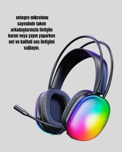 TypeC Şarjlı RGB Işıklı Bluetooth  Kulaklığı - Resim 2