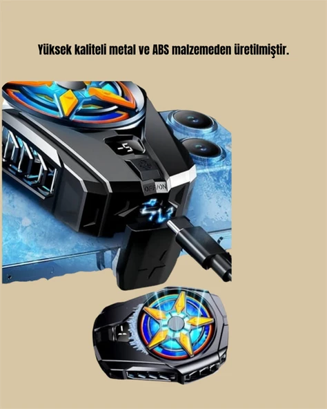 Mobil Cihaz Soğutma Radyatörü – Metal+ABS, TypeC Kablolu - 2