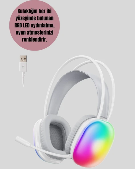 RGB Aydınlatmalı Kablosuz Bluetooth  Kulaklığı - 3