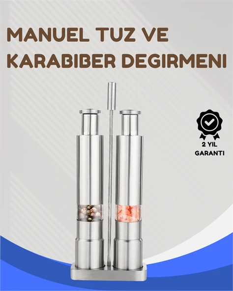 Paslanmaz Çelik Tuz ve Kararbiber Öğütücü faf Akrilik Hazne